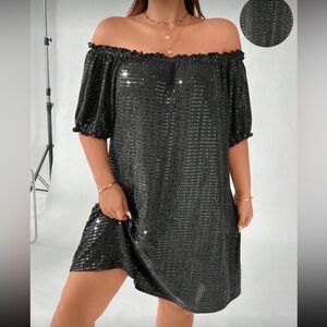 SHEIN Black Sequin Curve Dress